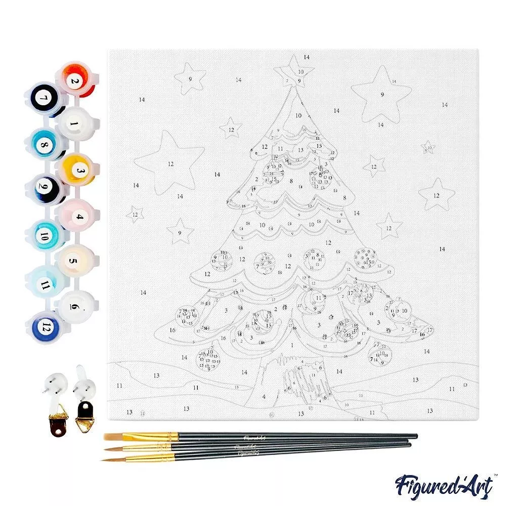 Peinture par numéro - Joli sapin de Noël (mini)