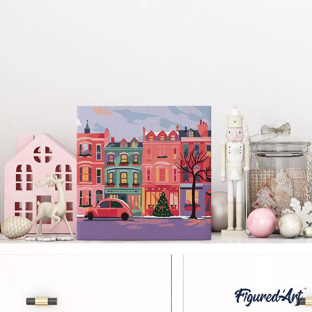 Peinture par numéro - Jolie rue de Noël colorée (mini)