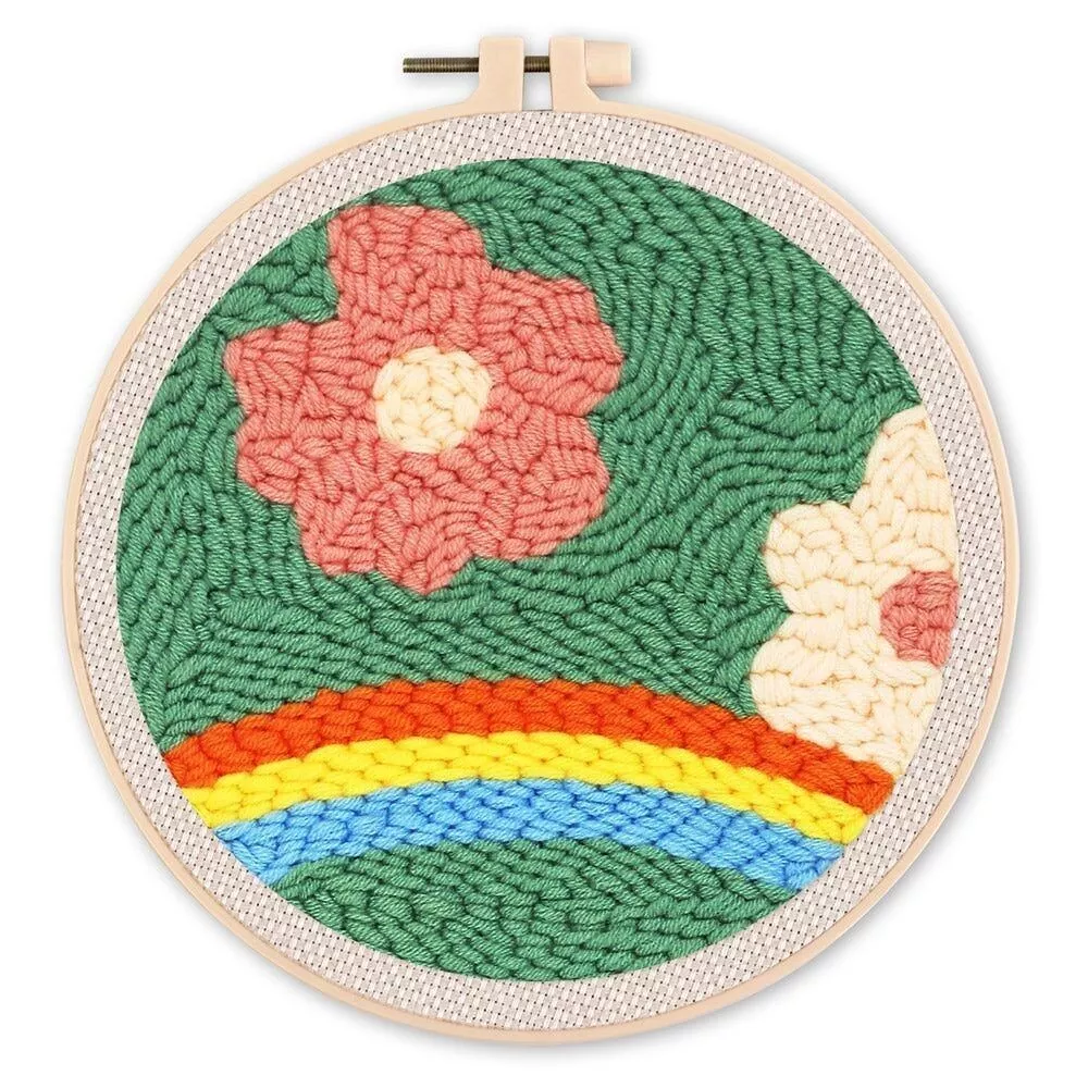 Kit Punch Needle - Fleurs et Arc-en-ciel