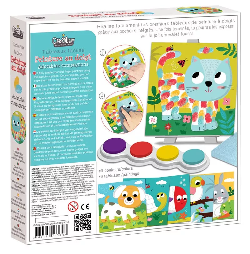 Kit Tableaux faciles - Peinture au doigt - Adorables compagnons