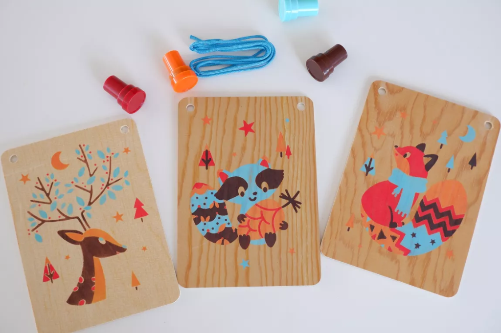 Tampographie sur bois - Les animaux de la forêt