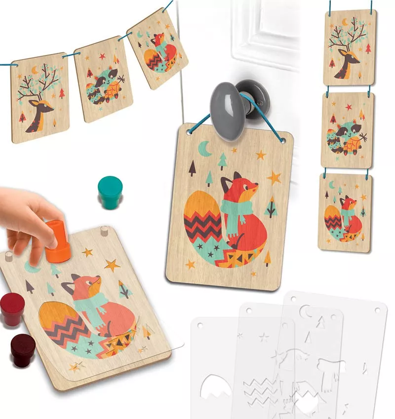 Tampographie sur bois - Les animaux de la forêt