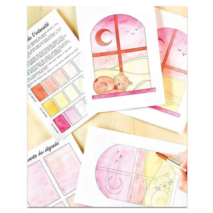 Kit Aquarelle - Rêve de chat
