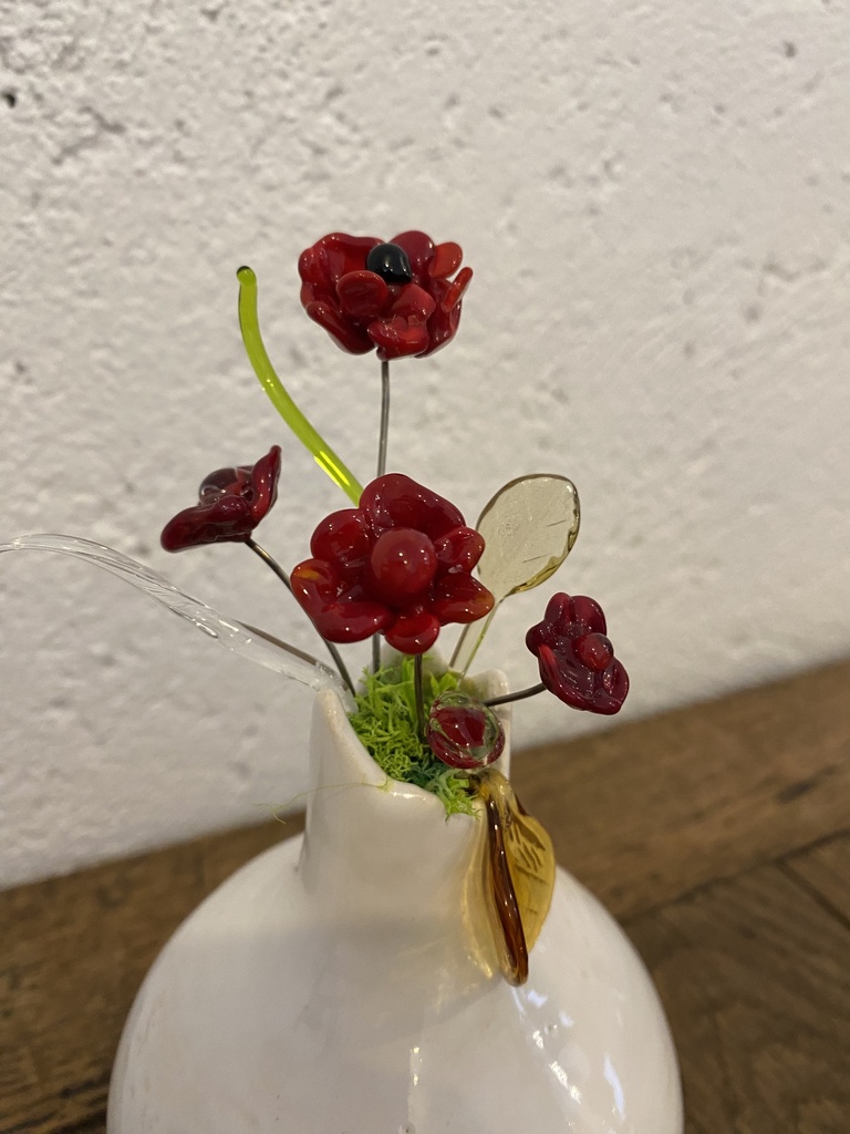 Vase fleurs en verre de Murano - Coquelicots