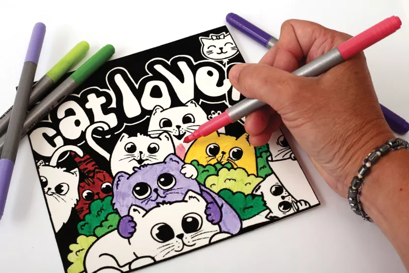 Cartes à colorier - Coloriage velours - Chats