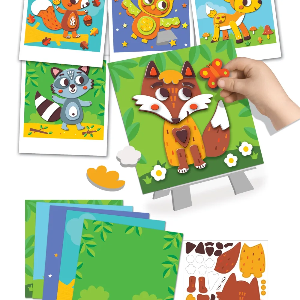 Kit Tableaux faciles - Portraits en relief - Animaux de la forêt