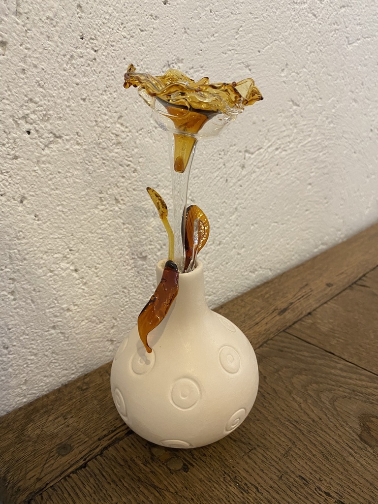 Vase fleurs en verre de Murano - Orange