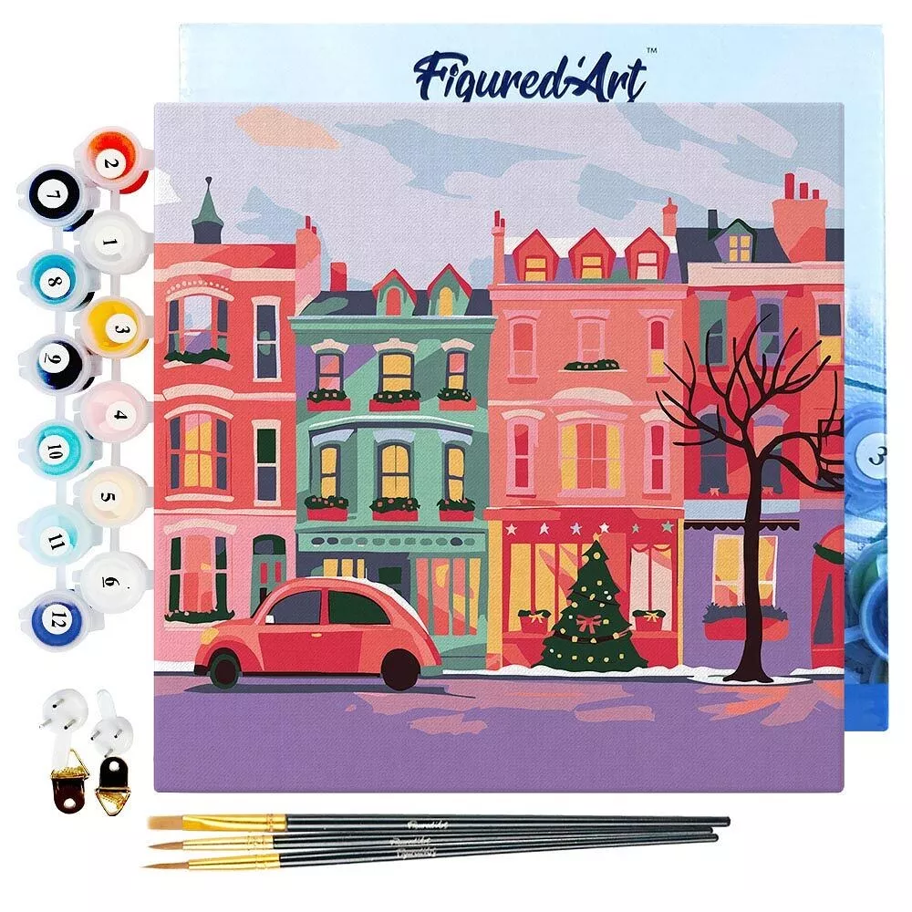 Peinture par numéro - Jolie rue de Noël colorée (mini)