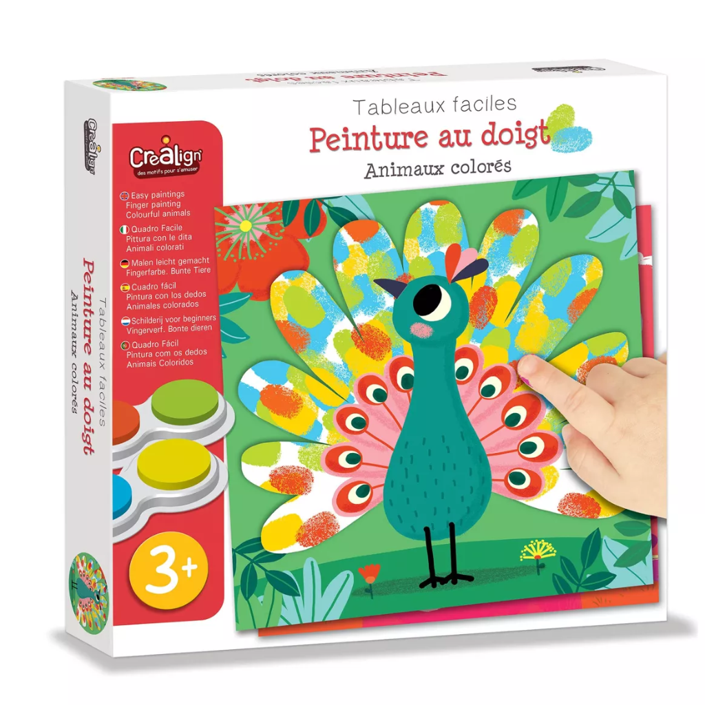 Kit Tableaux faciles - Peinture au doigt - Animaux colorés