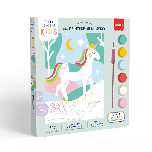 Kit Peinture par numéro - Petit pinceau Kids - Licorne et Piou