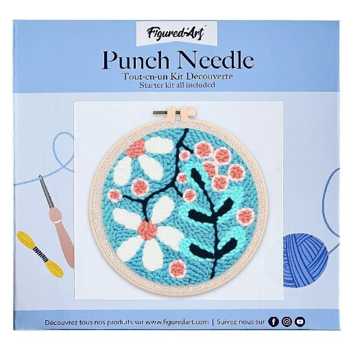 Kit Punch Needle - Explosion de fleurs blanches